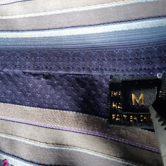 Bugatchi Uomo SZ M 100% Cotton Men's Button Down Blue Striped Shirt - Picture 6 of 13